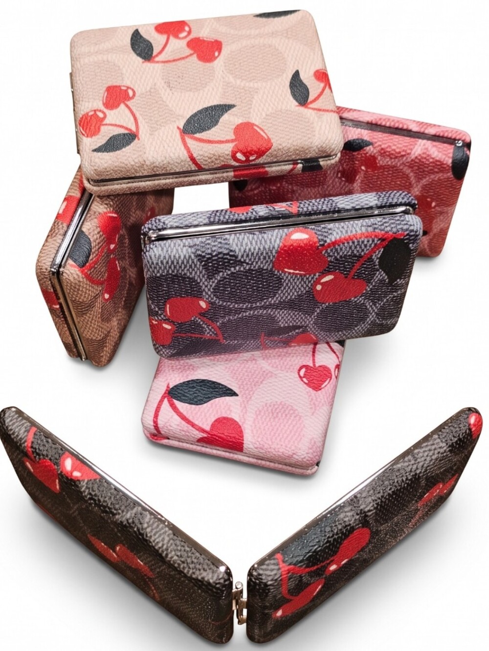 Mirror - Cherry "C" Print Compact 2 In 1 Mirror